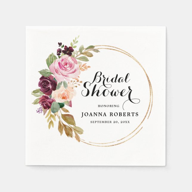 Plum Lila  Rosa Botanisk Möhippa Pappersservett (Framsidan)