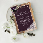Plum Lila Rustic Wood Snöre Script Bröllop Invita Inbjudningar<br><div class="desc">Vi är så lycklig med den här traditionella lilan av plommon. Det var inte lätt att komma med en rustik plommondesign som vi kände uppfyllde våra estetiska krav, men sen gjorde vi det, och nu är vi i kärlek! Med handskrivet manustypografi, lila vattenfärgsfärgade blommigtar, ett smekat barwood struktur, faux Fransk...</div>