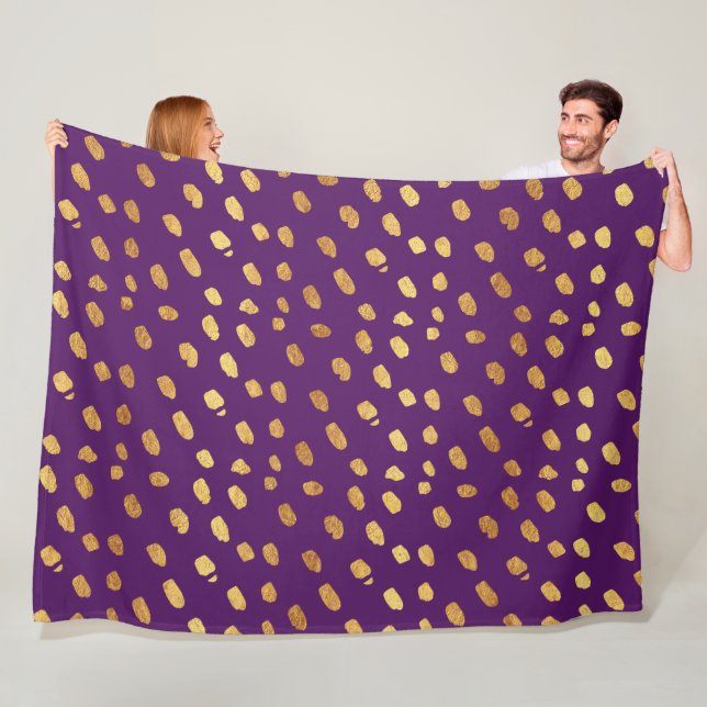 Plum Lila Violet och Guld Throw Fleecefilt (På plats)