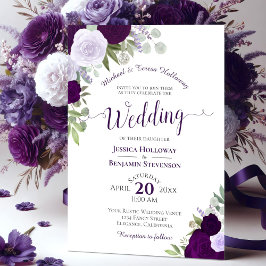 Plum Lila Watercolor Blommigt Forme Bröllop Inbjudningar
