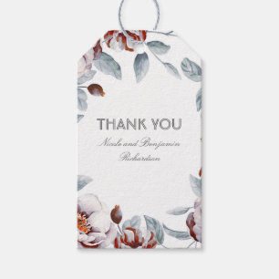 Plum Lila Watercolor Flowers Elegant Boho Presentetikett