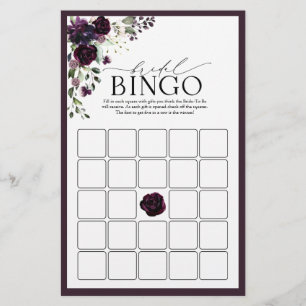 Plum Lila Watercolor Möhippa Bingo Game