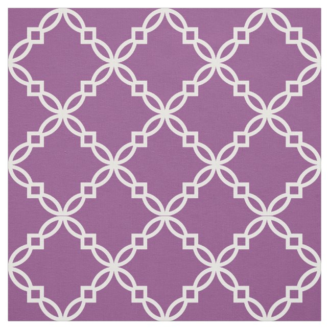 Plum Lila, White Finare Moroccan Quatrefoil Tyg (Provkarta)