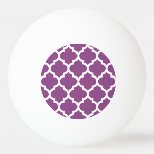 Plum Lila White Moroccan Quatrefoil Mönster #5 Pingisboll