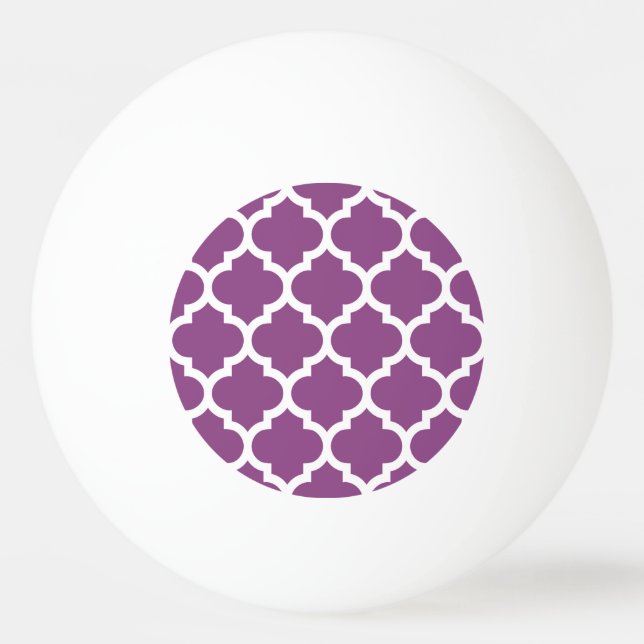 Plum Lila White Moroccan Quatrefoil Mönster #5 Pingisboll (Framsidan)