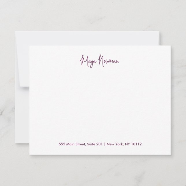 PLUM-LILAN NAMNTECKNING MONOGRAM NAMN ANTECKNINGSKORT (Framsida)