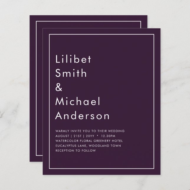 PLUM-LILAN PLUM-PLUM-PLUM-BUDGETEN (Bröllop) - Enk (Fram/baksida)