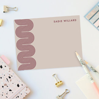 Plum Lombard Wavy Lines Modern Stationery Card Anteckningskort
