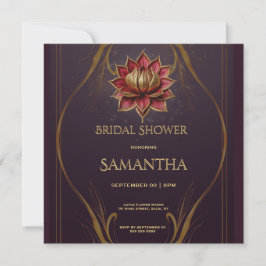 Plum Lotus Bridal Shower Invitation Julkort