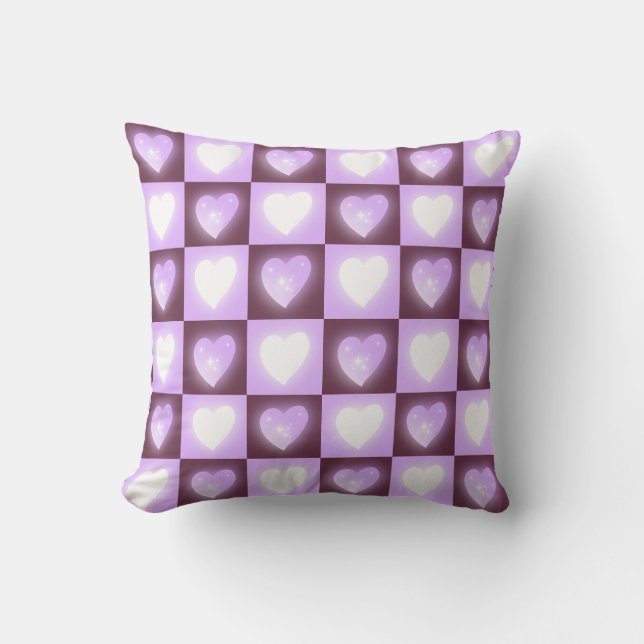 Plum Mauve Celestial Hearts Valentine Gift Kudde (Framsida)