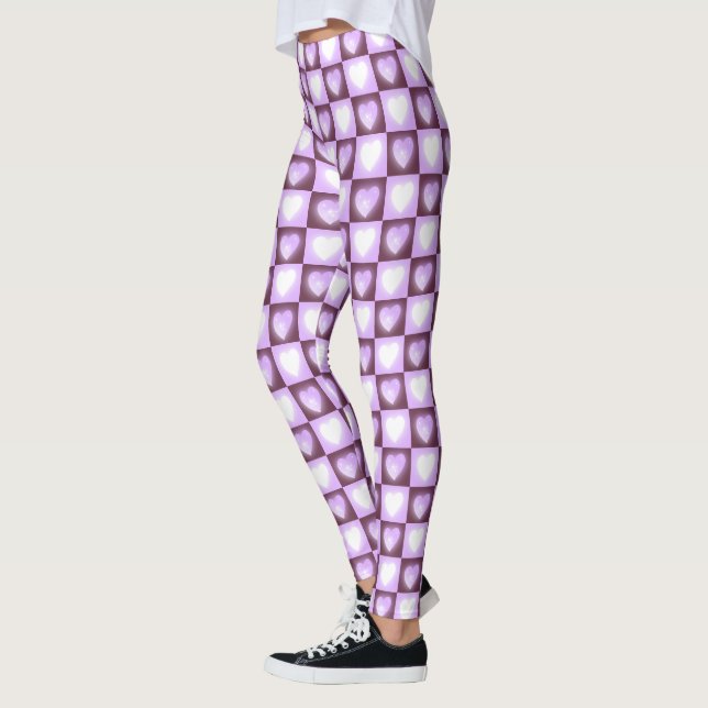 Plum Mauve Celestial Hearts Valentine Gift Leggings (Vänster)