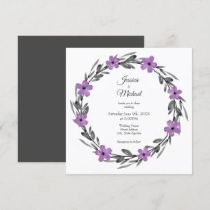 Plum Mauve Grått Black Watercolor Blommigt Wandean Inbjudningar
