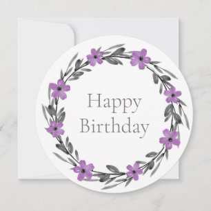 Plum Mauve Grått Black Watercolor Blommigt Wandean Kort