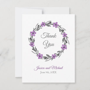 Plum Mauve Grått Black Watercolor Blommigt Wandean Tack Kort