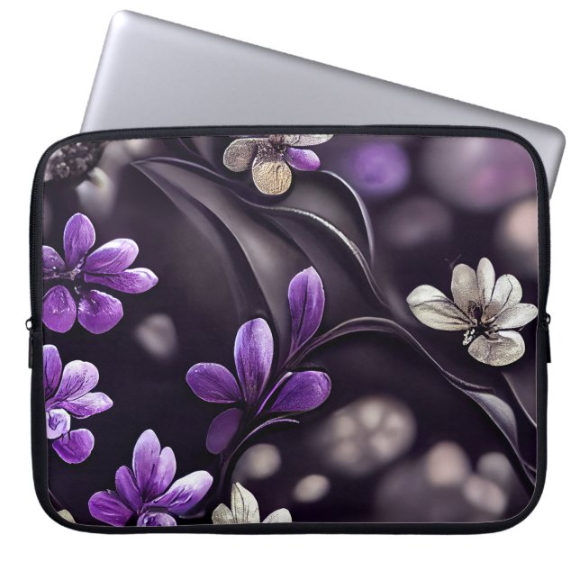 PLUM MED DELIKAT LILA BLOMMOR LAPTOP FODRAL (Framsidan)