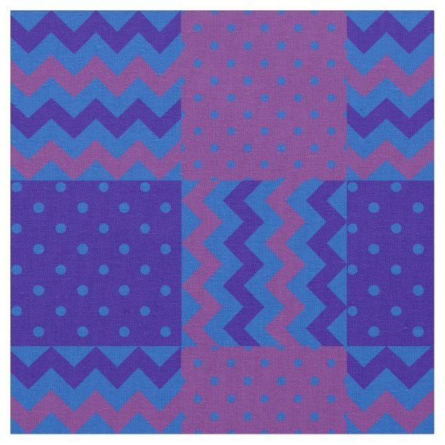 Plum, Midnight och Blue Chevrons och Polka dots Tyg (Närbild)