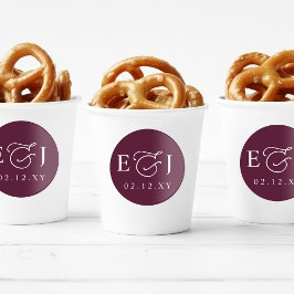 Plum Modern Initiativ Monogram Wedding Runt Klistermärke