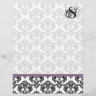 Plum Monogram Damask