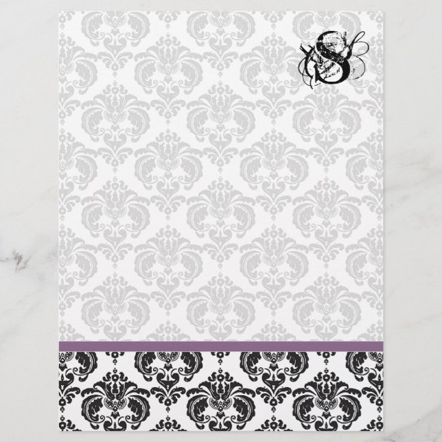 Plum Monogram Damask (Framsida)