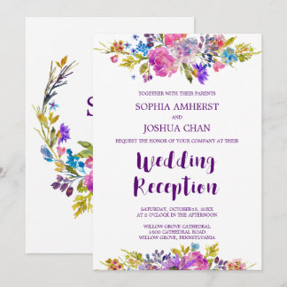 Plum Monogram - stöd för bröllopsmottagning Inbjudningar