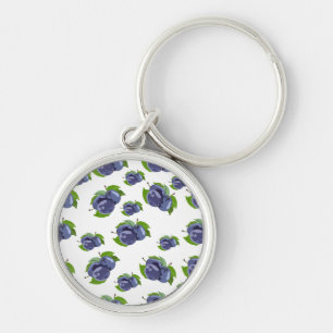 Plum mönster zazzle HEART to bag Rund Silverfärgad Nyckelring