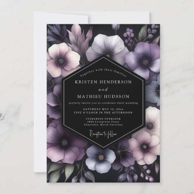 Plum Moody Chiaroscuro Wedding Inbjudningar (Framsida)