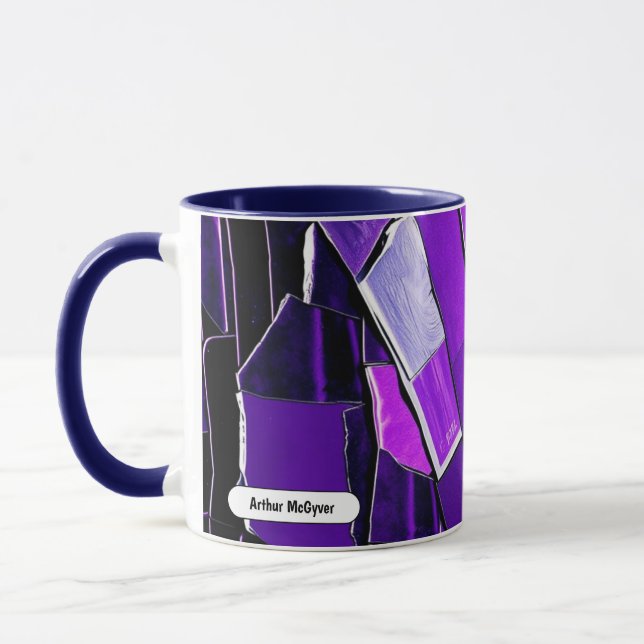 Plum Noir Glitch Glam Metallic Texture Mugg (Vänster)
