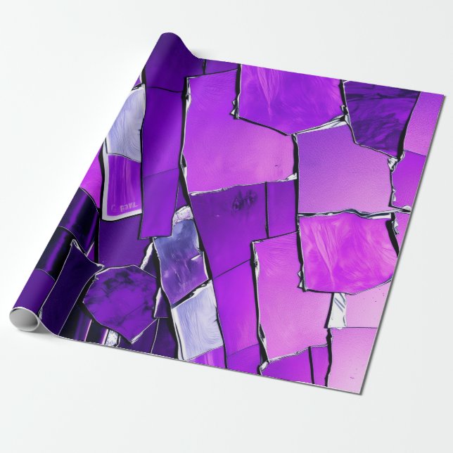 Plum Noir Glitch Glam Metallic Texture Presentpapper (Utrullad)