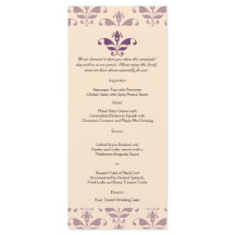Plum och Champagne Damask Wedding Menu