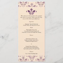 Plum och Champagne Damask Wedding Menu Meny