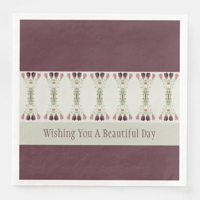 Plum- och Grått-Grönt Pappersservett (Framsida)