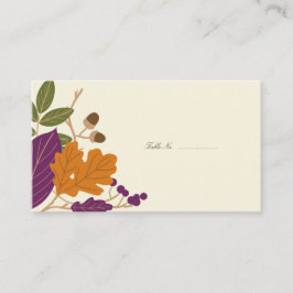Plum- och Pumpkin Fall Wedding Guest Bord-kort Placeringskort