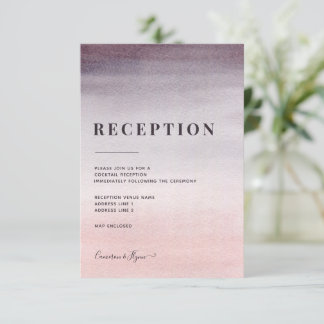 Plum och Rosa Ombre Watercolor Wedding Reception Tilläggskort