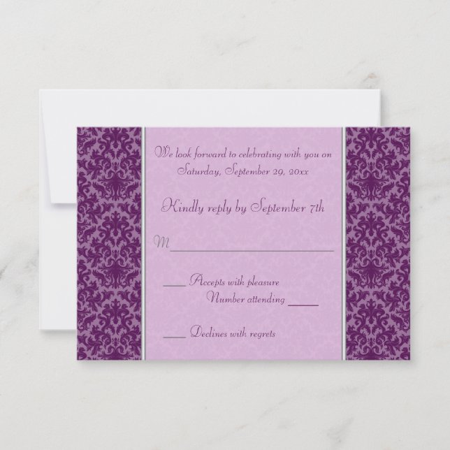 Plum och Silver Damask OSA kort (Framsida)