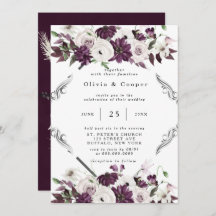 Plum och Silver Geometric Blommigt Bröllop