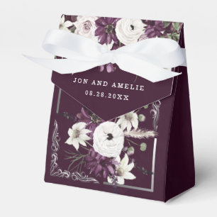 Plum och Silver Geometric Blommigt Bröllop Presentaskar