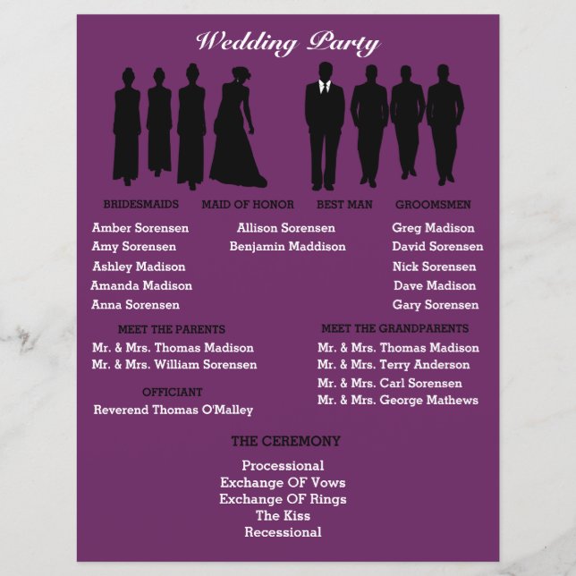 Plum och Silver Heart Polka Dot Ceremony Flyer (Baksida)