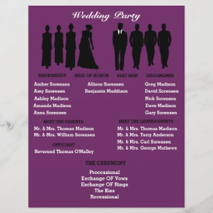 Plum och Silver Heart Polka Dot Ceremony Flyer