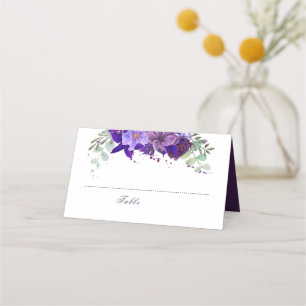 Plum och Violet Lila Blommigt Elegant bröllop Placeringskort