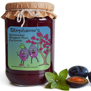 Plum Pals Funny Tecknad Bevarar Tart och mer Fyrkantigt Klistermärke