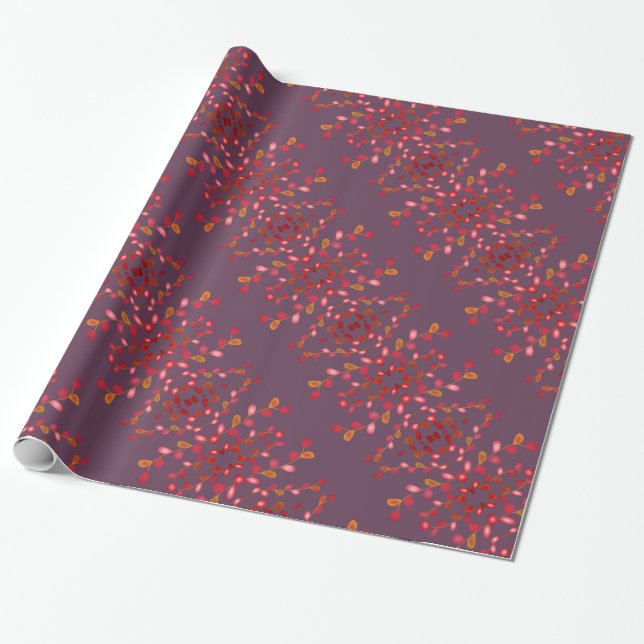 Plum Patterned Wrapping Papper Presentpapper (Utrullad)