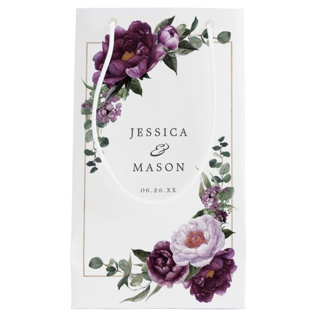 Plum Peonies Blommigt Hotel Bröllop Gift Bag (Framsidan)