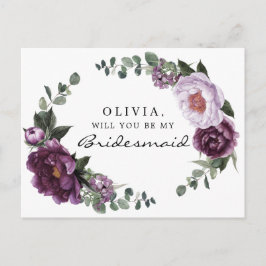 Plum Peonies Bridesmaid Frieri kort