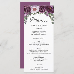 Plum Peonies Bröllop Menu Möhippa Menu Program