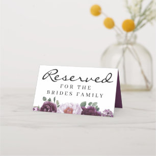 Plum Peonies Reserved Ordförande eller Bord-tecken Placeringskort
