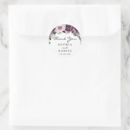 Plum Peonies Wedding Favor Sticker Runt Klistermärke