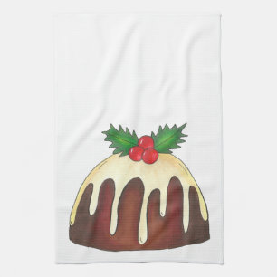 Plum Pudding jul Helgdag British Dessert Kökshandduk