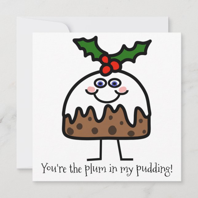 Plum Pudding jul Pudding Funny HELGDAG Card Julkort (Framsida)