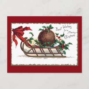 Plum Pudding på Sleigh Vintage jul Helg Vykort