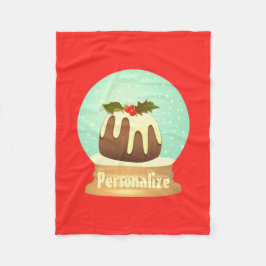 Plum pudding snö globe vintertårta röd grönt fleecefilt